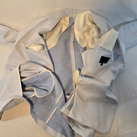 BANANA REPUBLIC Office Sirencore Light Blue Linen Long & Lean Blazer Size 10. - Picture 9 of 16